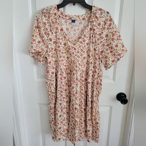 Loft Liberty Floral Vine Tiered Short Sleeve Tie V-neck Dress Size XS